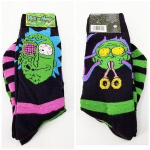 Rick and Morty 2 Pack socks Psychedelic Alien Striped